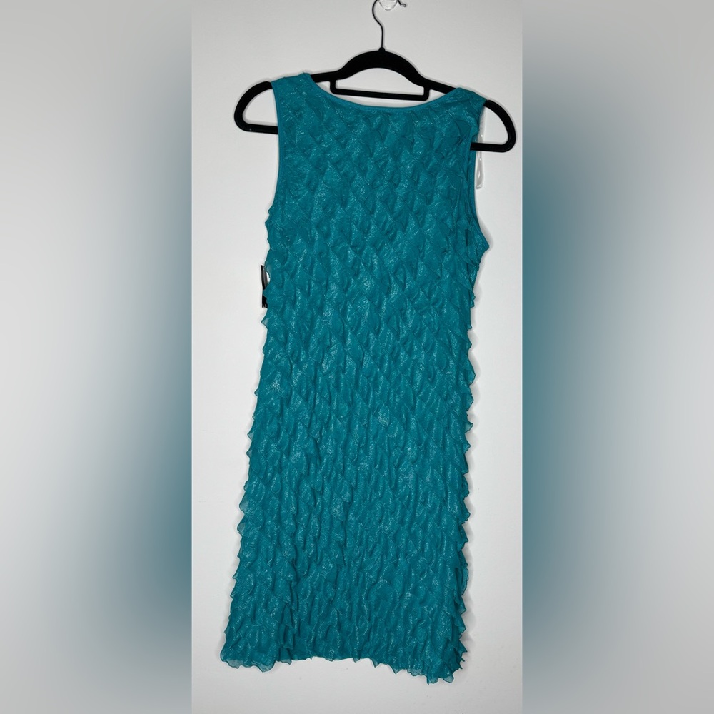 Y2K New Directions Size Medium Sparkle Blue Ruffle Wave Sleeveless Dress NWT New - Picture 2 of 5